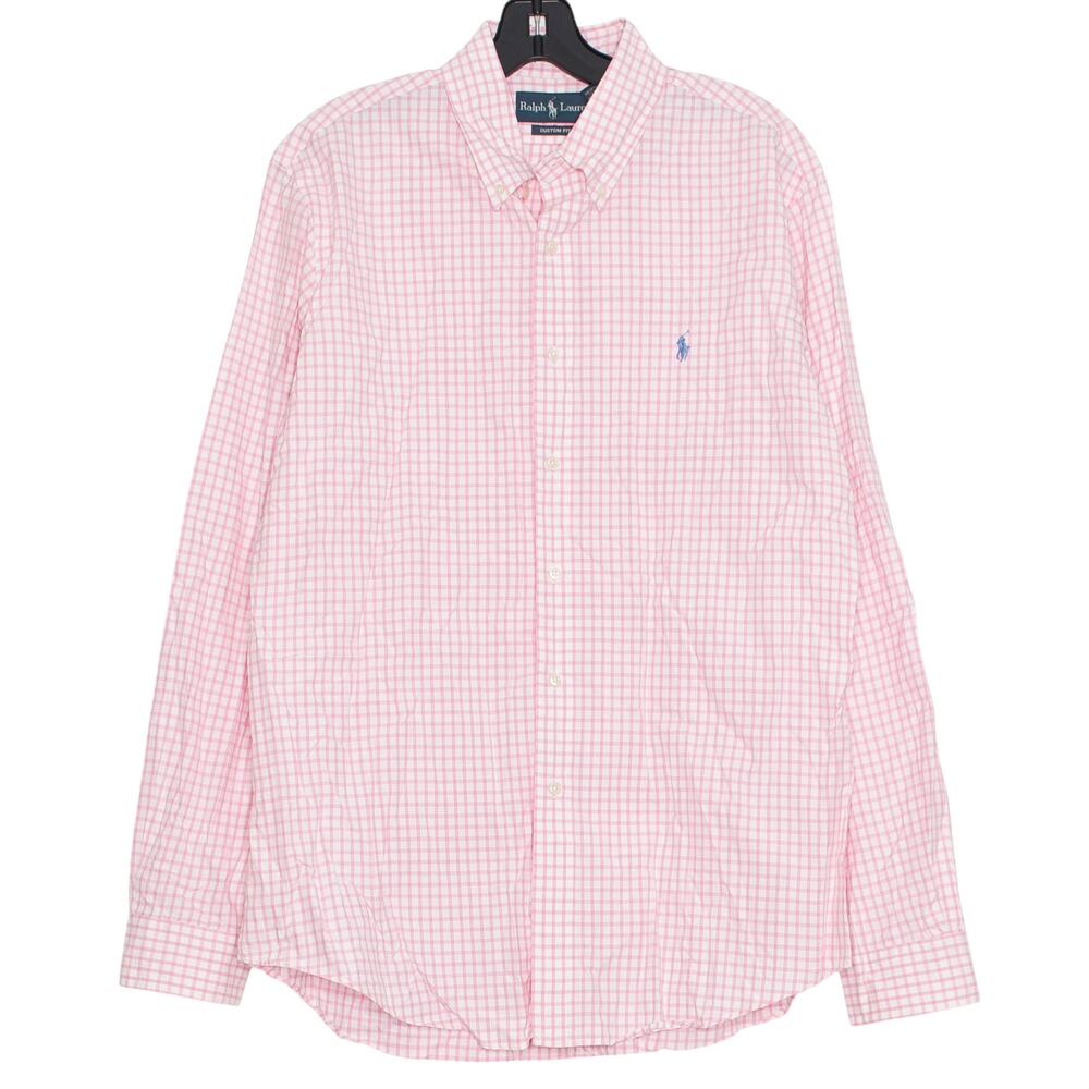 Ralph Lauren Pink Gingham Button Down Shirt Preppy Pony Ivy League Old Money L